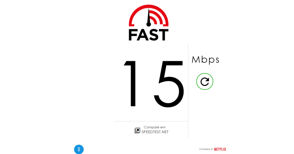 Teste de velocidade da internet Fast.com