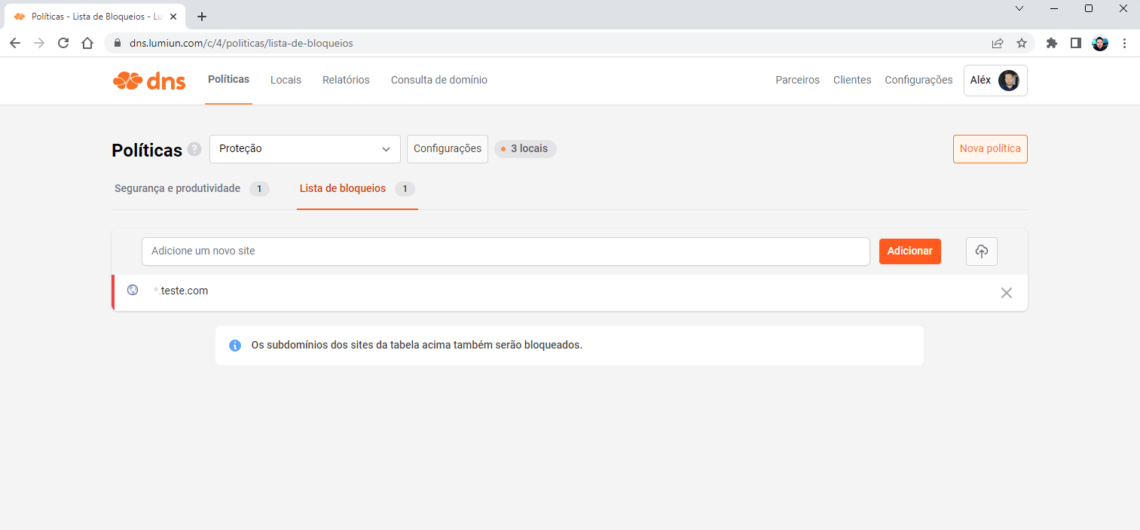 Lista de bloqueios do Lumiun DNS