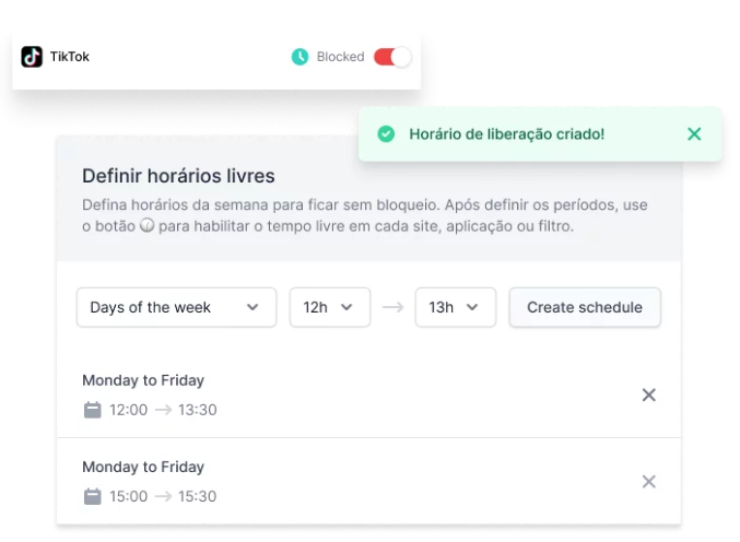 Bloqueio por horário