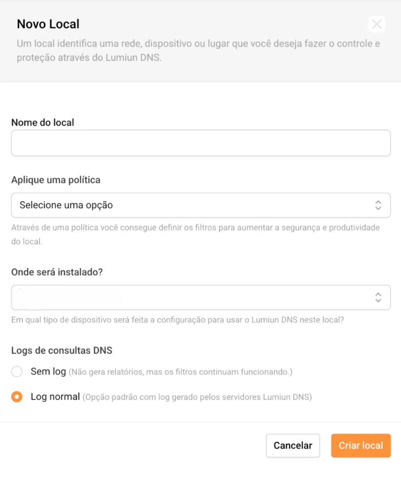 Figura 5: Cadastrar novo local