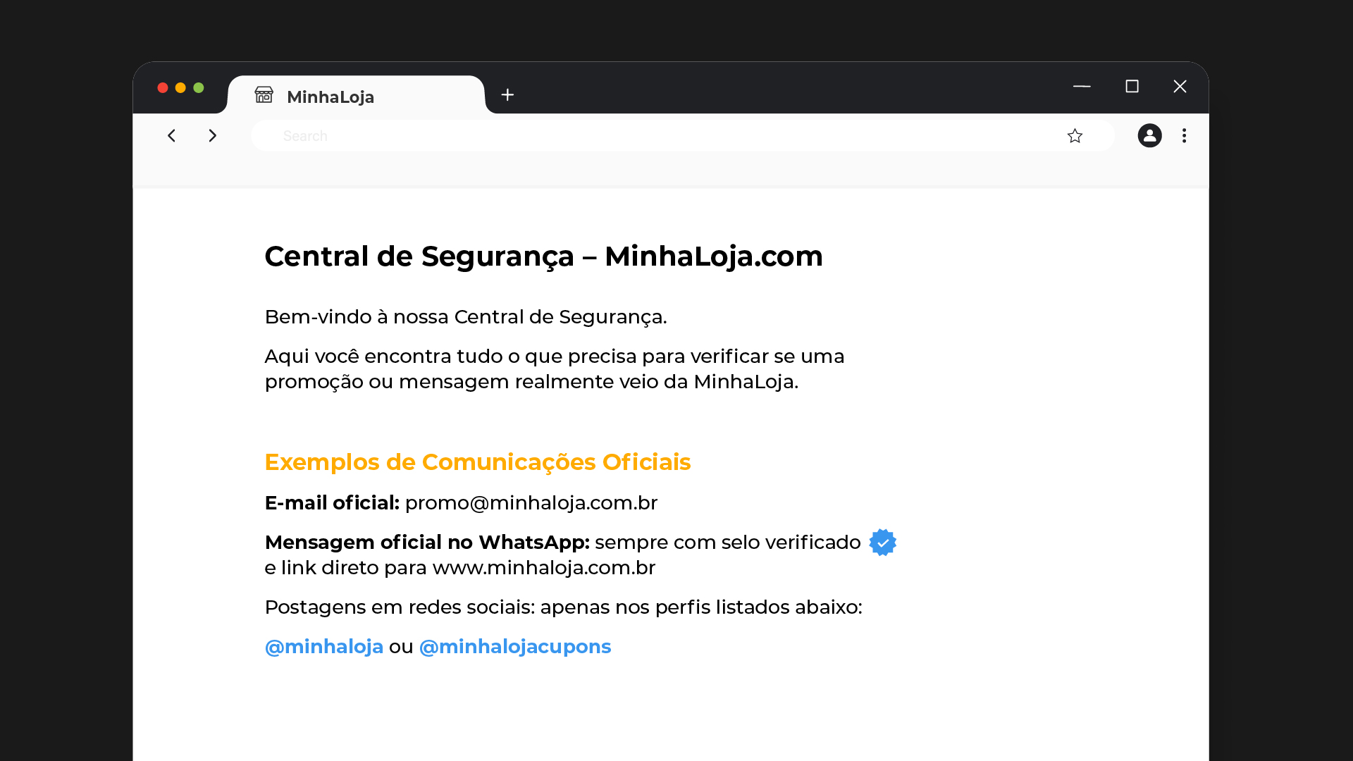 página de verificação