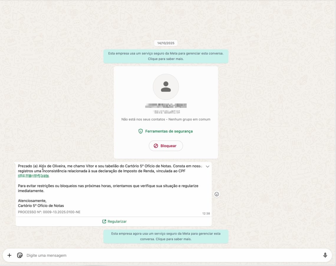 Mensagem do WhatsApp