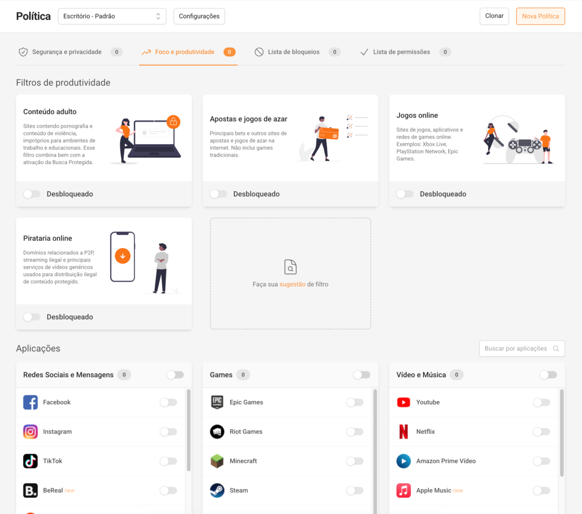 Filtros para aumentar produtividade