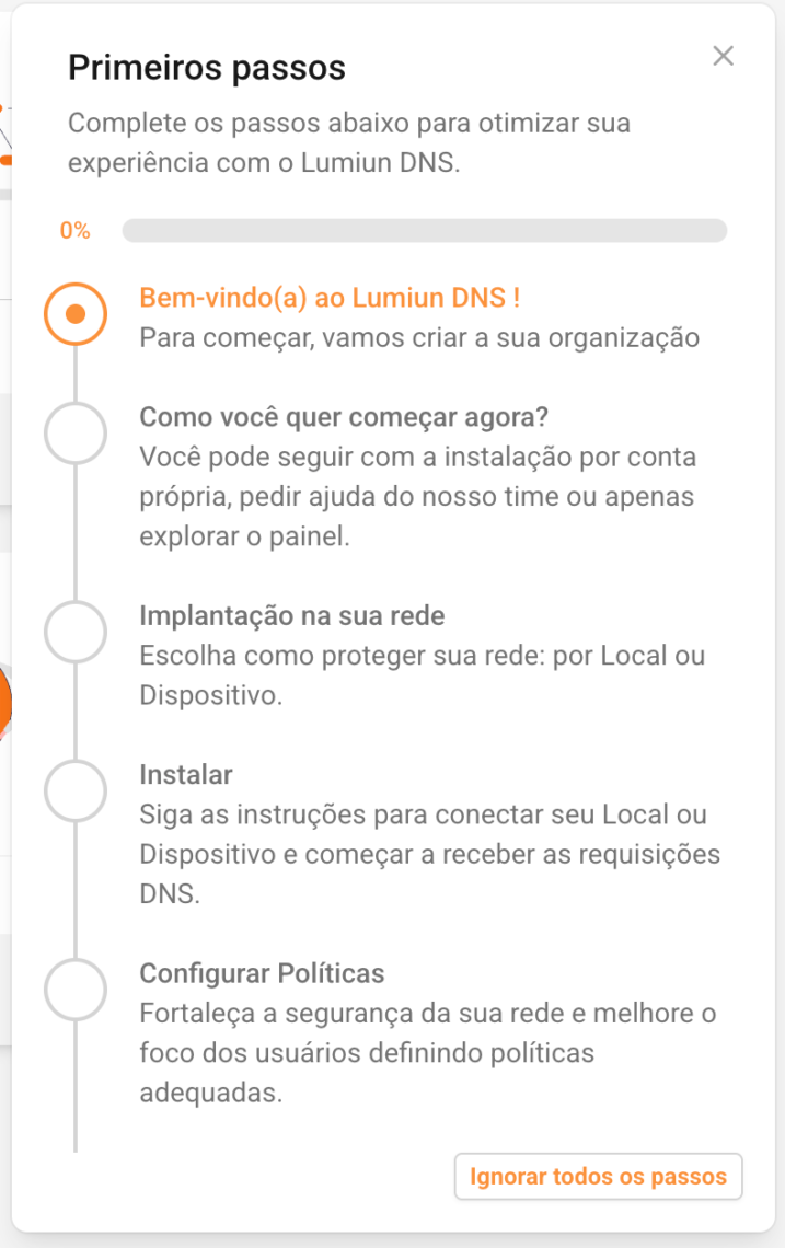 Passos iniciar do Lumiun DNS