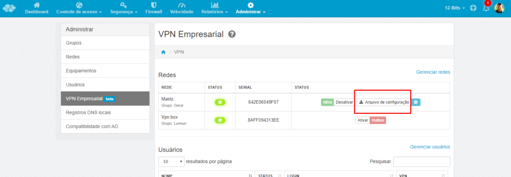 Empresarial VPN configuration file