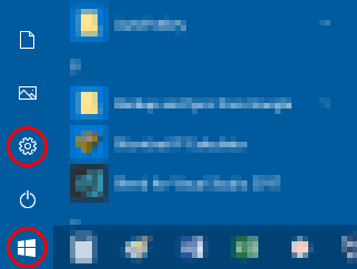 Windows 10 - Menu Iniciar - botão Configurações