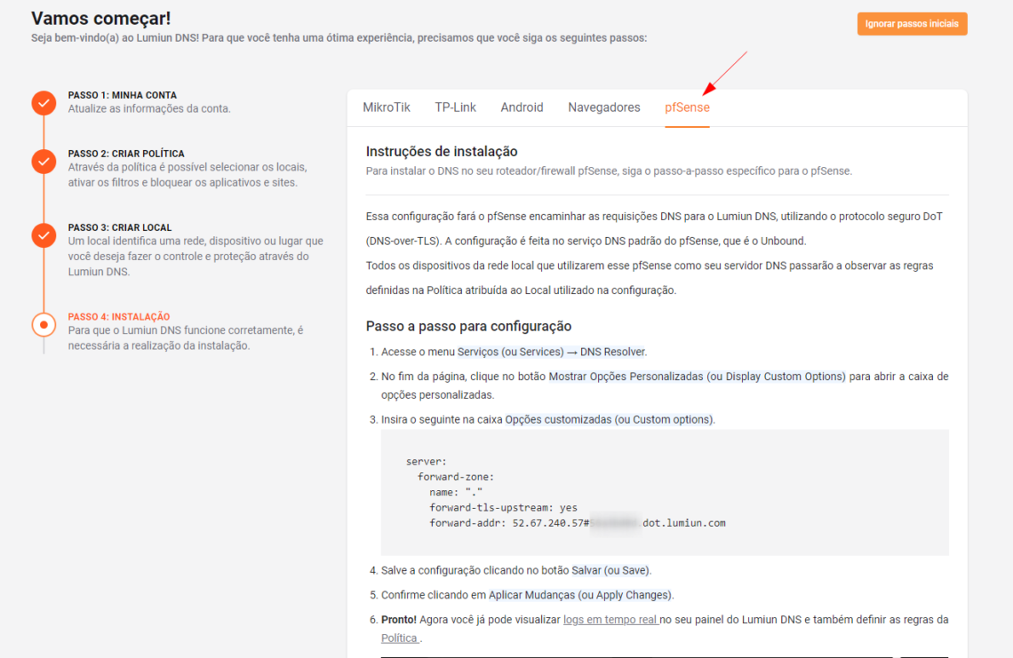 bloquear sites com pfsense