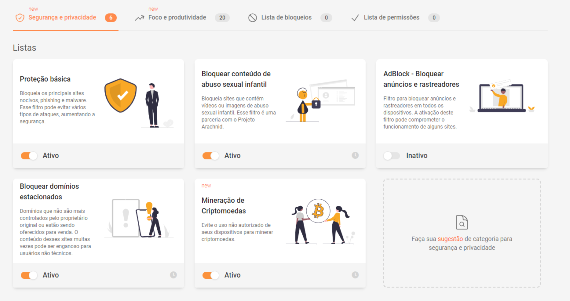 Filtros de Segurança do Lumiun DNS